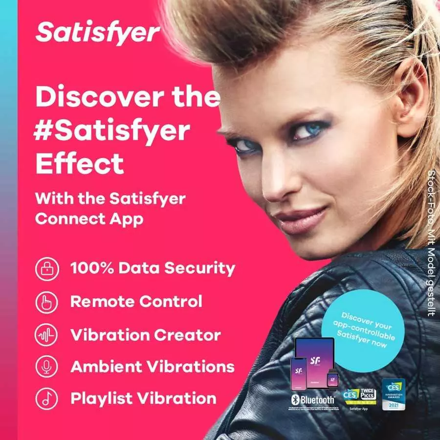 Satisfyer Double Joy Couples Vibrator with App Control - G-Spot and Clitoral Stimulation, Partner Toy, U-Shape, Wearable During 