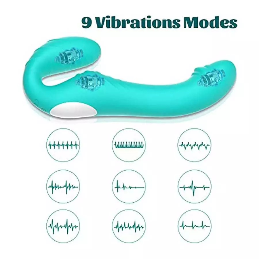 Strapless Strap-on Dildo Vibrators, Adult Sex Toys for Women,Lesbian with 9 Vibrating Modes, App Control Double Ended Vibrator, 