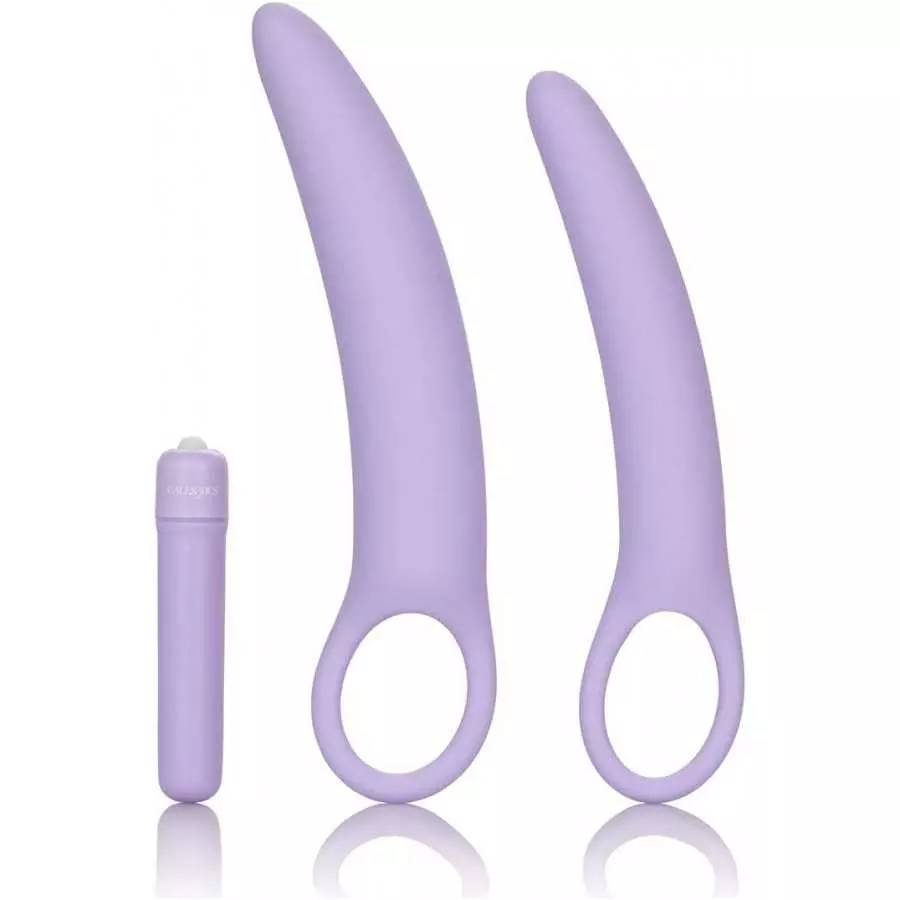 CalExotics Dr Laura Berman Intimate Basics Isabelle - 2 Piece Vibrating Silicone Dilators Set With Ergonomic Finger Loop - Water CalExotics Dr Laura Berman Intimate Basics Isabelle - 2 Piece Vibrating Silicone Dilators Set With Ergonomic Finger Loop - Water