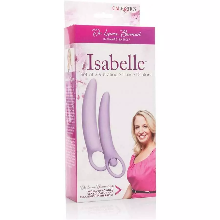 CalExotics Dr Laura Berman Intimate Basics Isabelle - 2 Piece Vibrating Silicone Dilators Set With Ergonomic Finger Loop - Water
