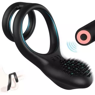 Vibrating Cock Ring -SEXY SLAVE Loki, 2 in 1 Penis Rings for Perineum Stimulation with 10 Vibrations for Longer Harder Stronger 