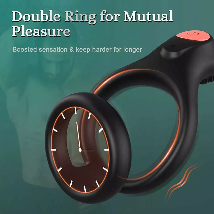 Vibrating Cock Ring -SEXY SLAVE Loki, 2 in 1 Penis Rings for Perineum Stimulation with 10 Vibrations for Longer Harder Stronger 