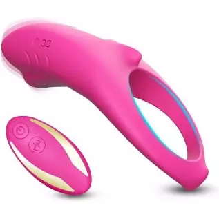 Cock Ring Vibrator - 9 Speeds Remote Control Wireless Rechargeable Waterproof C-Spot Stimulator Vibration Shark Silicone Penis R