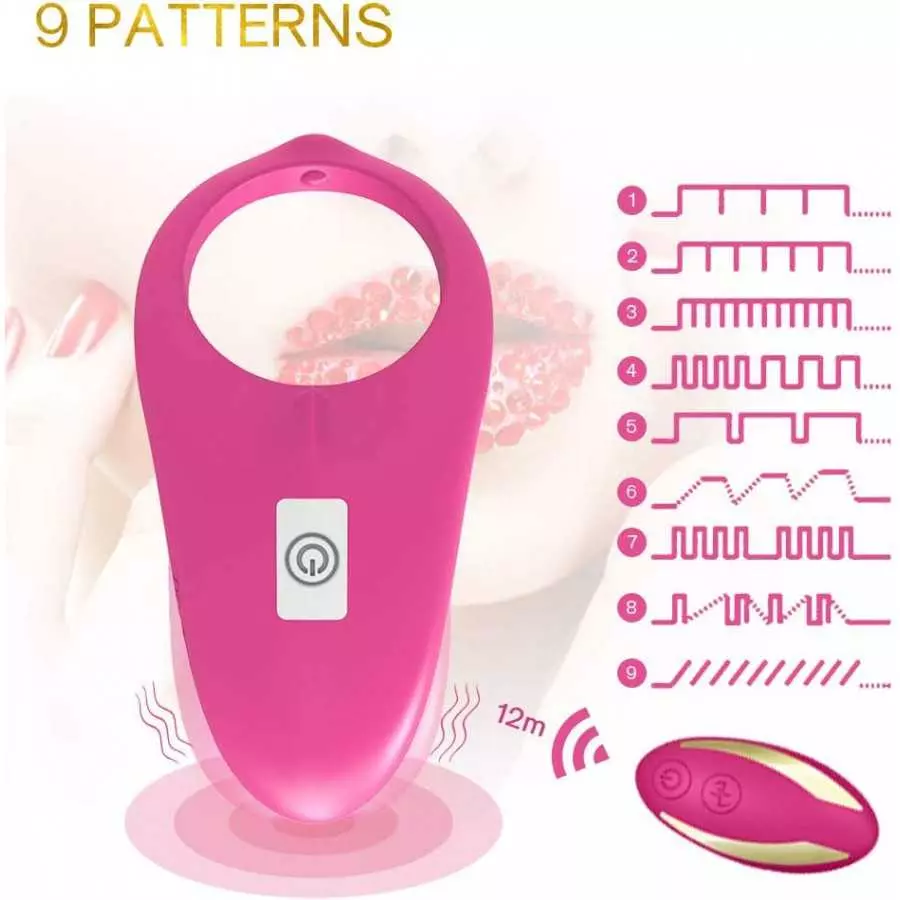 Cock Ring Vibrator - 9 Speeds Remote Control Wireless Rechargeable Waterproof C-Spot Stimulator Vibration Shark Silicone Penis R