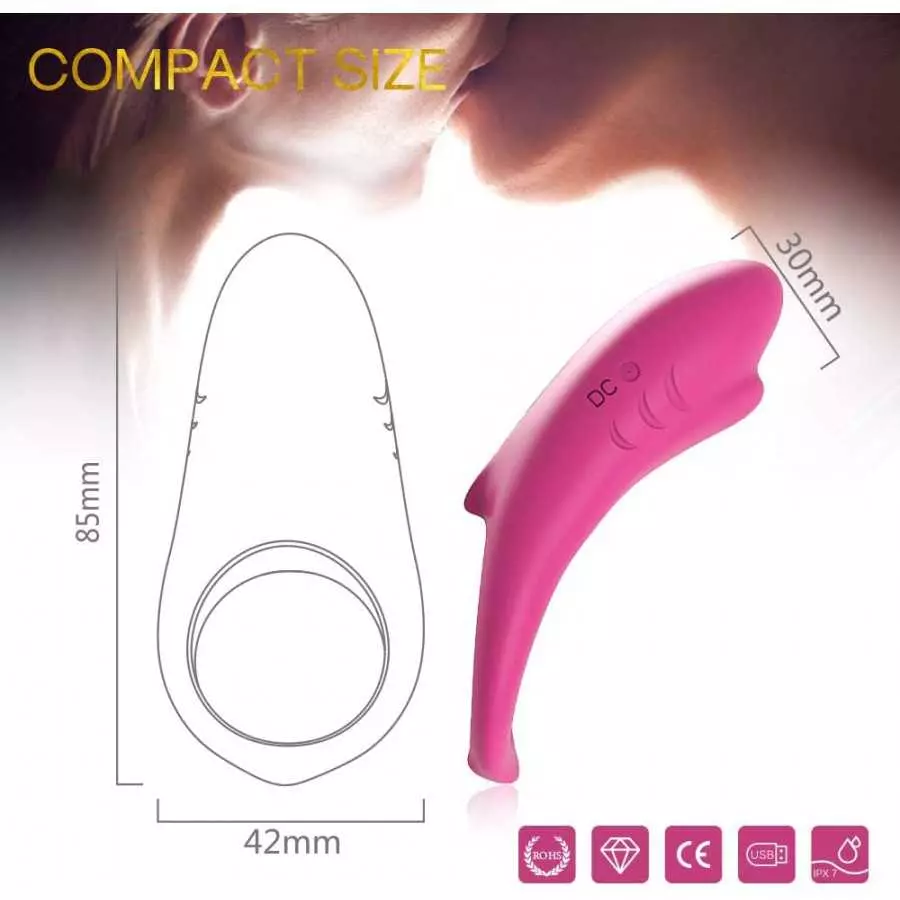 Cock Ring Vibrator - 9 Speeds Remote Control Wireless Rechargeable Waterproof C-Spot Stimulator Vibration Shark Silicone Penis R