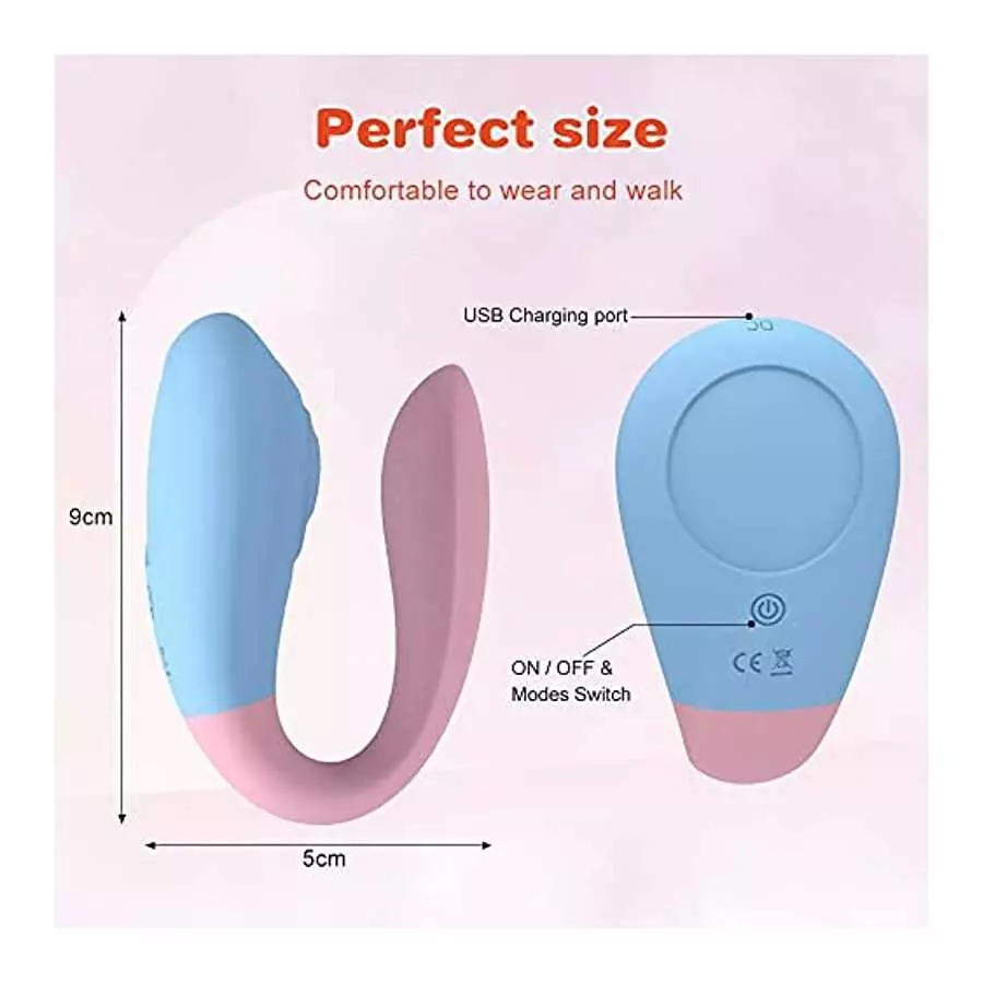 U-Shaped Couples Vibrator with Remote Control - G spot Stimulator with 10 Tapping & Vibrating Modes for Clitoral Stimulation, Ad