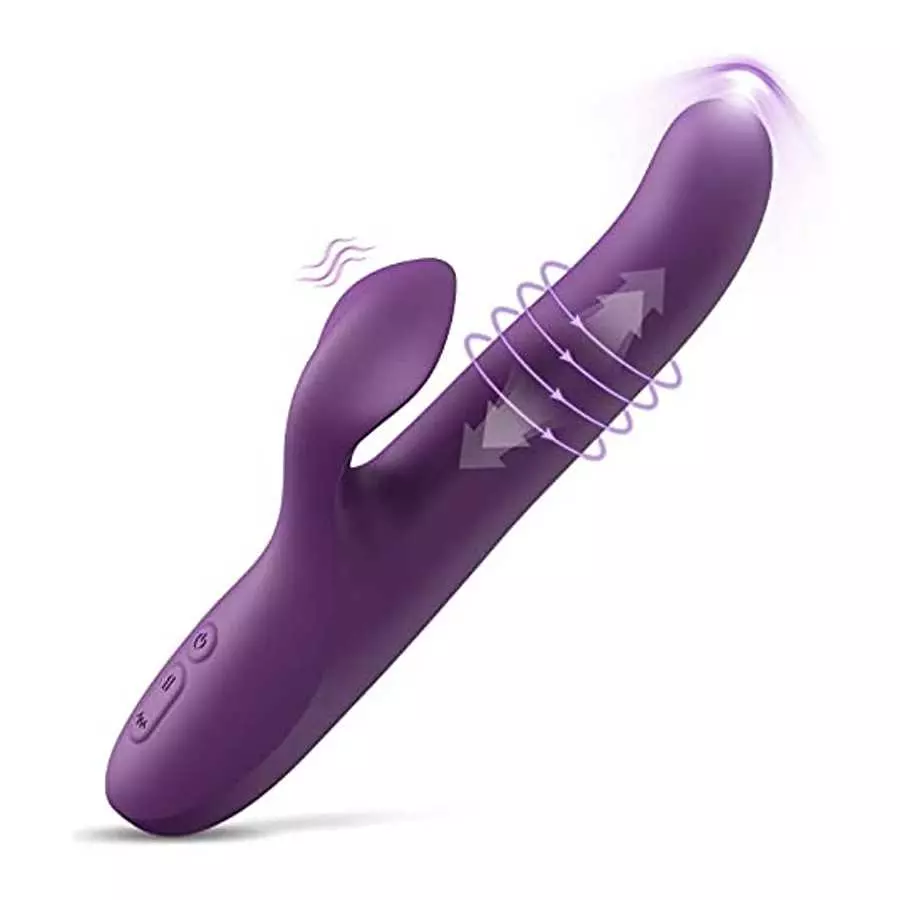 Rabbit Sex Toy for Women, Beaded Thrusting Rabbit Vibrator with 10 Powerful Vibration 5 Thrust Modes, 3 in 1 Rotating G Spot Vib Rabbit Sex Toy for Women, Beaded Thrusting Rabbit Vibrator with 10 Powerful Vibration 5 Thrust Modes, 3 in 1 Rotating G Spot Vib