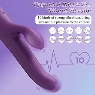 Rabbit Sex Toy for Women, Beaded Thrusting Rabbit Vibrator with 10 Powerful Vibration 5 Thrust Modes, 3 in 1 Rotating G Spot Vib Rabbit Sex Toy for Women, Beaded Thrusting Rabbit Vibrator with 10 Powerful Vibration 5 Thrust Modes, 3 in 1 Rotating G Spot Vib