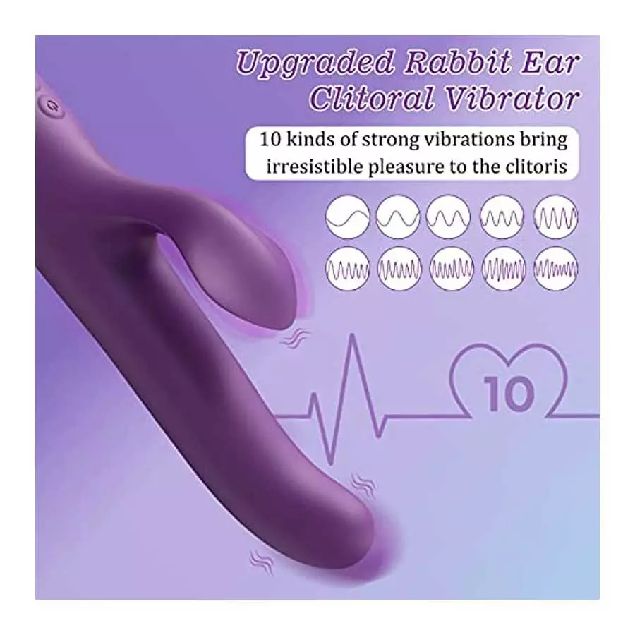 Rabbit Sex Toy for Women, Beaded Thrusting Rabbit Vibrator with 10 Powerful Vibration 5 Thrust Modes, 3 in 1 Rotating G Spot Vib