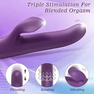 Rabbit Sex Toy for Women, Beaded Thrusting Rabbit Vibrator with 10 Powerful Vibration 5 Thrust Modes, 3 in 1 Rotating G Spot Vib Rabbit Sex Toy for Women, Beaded Thrusting Rabbit Vibrator with 10 Powerful Vibration 5 Thrust Modes, 3 in 1 Rotating G Spot Vib