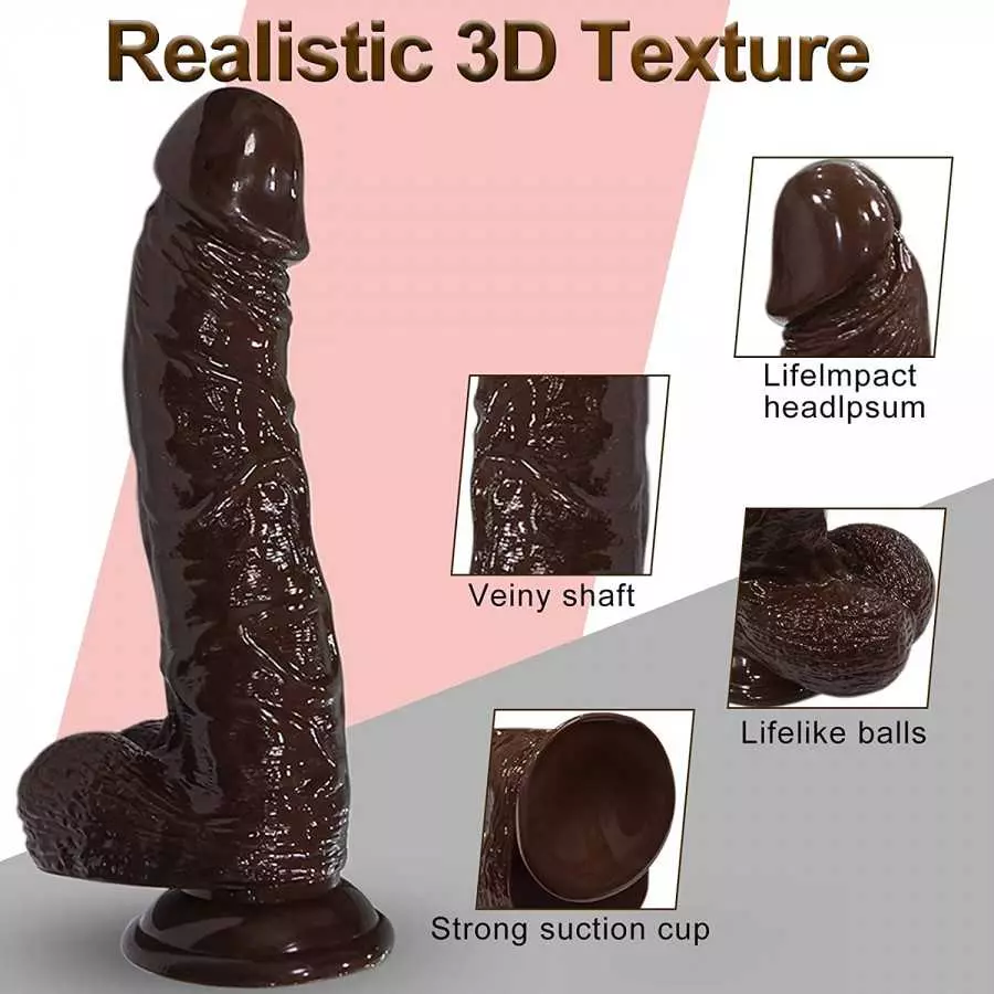 9.7 Inch Realistic Dildo with Suction Cup Dual-Layered Vibrating Penis for Vaginal G-spot and Anal Stimulatio, 8 Vibrating& 2 Ro