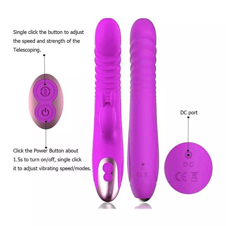Realistic G Spot Rabbit Vibrator for Woman Powerful Thrusting Dildo with 8+7 Vibrations Rabbit Vibrator for Women Pleasure Clito