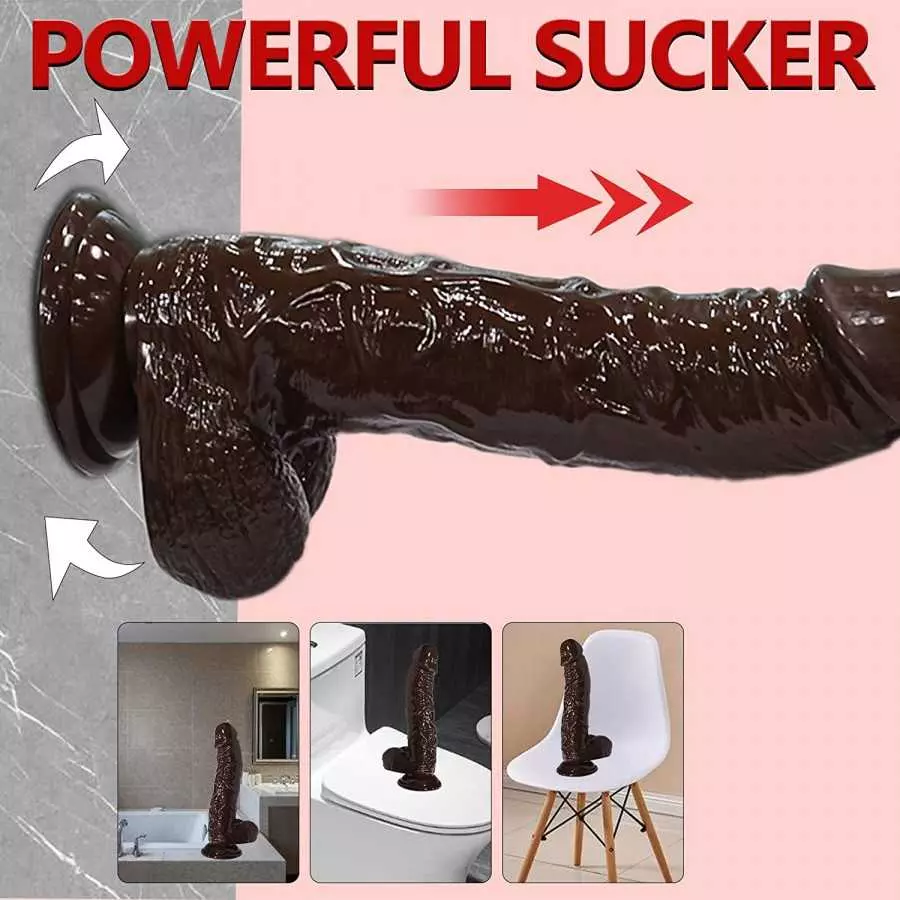 9.7 Inch Realistic Dildo with Suction Cup Dual-Layered Vibrating Penis for Vaginal G-spot and Anal Stimulatio, 8 Vibrating& 2 Ro