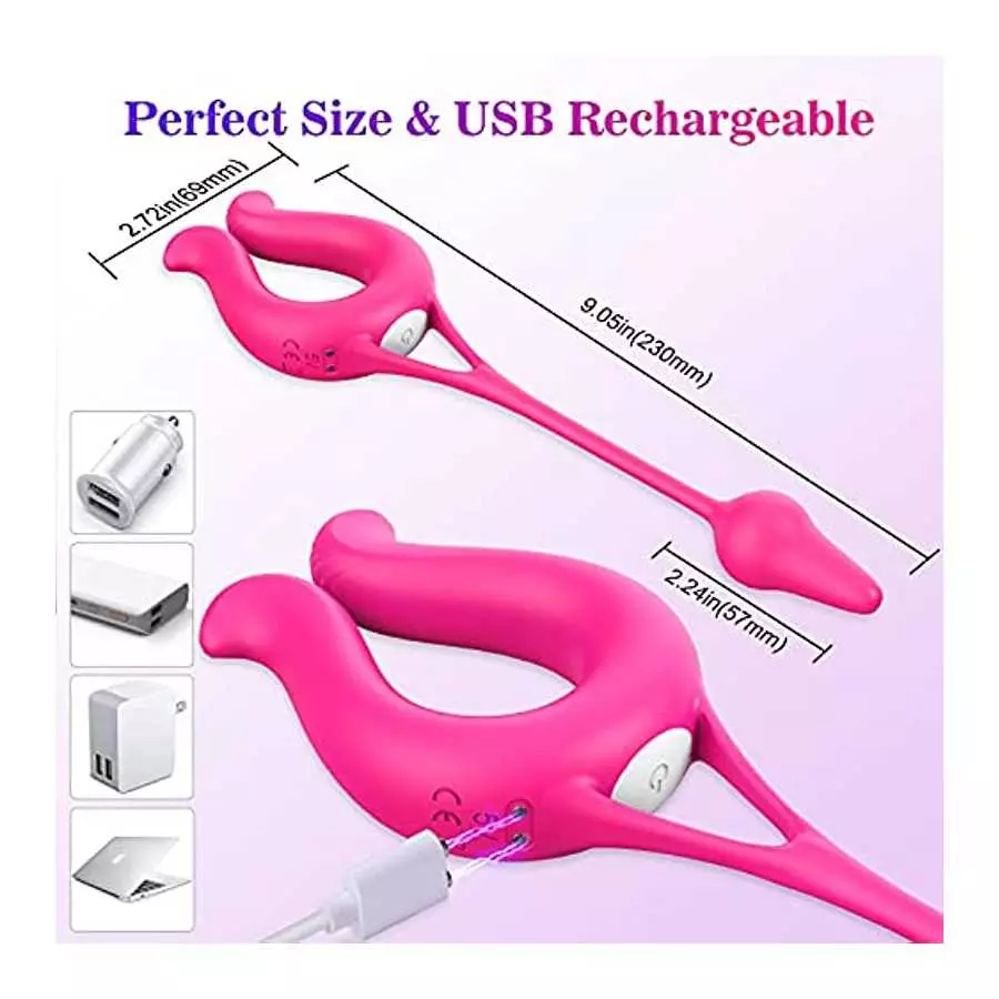 Couple Vibrator - Adorime Rechargeable Waterproof Sexual Ring Vibrator with 9 Powerful Vibrations，Adult Sex Toy for Men Women Co