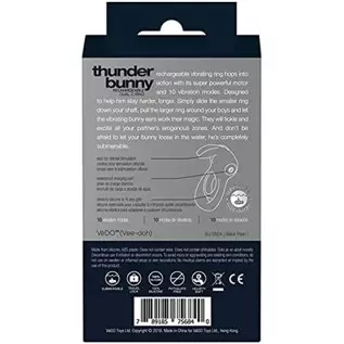 VeDO Thunder Bunny Rechargeable Vibrating Couples C-Ring, Clitoral Stimulation (Black Pearl)