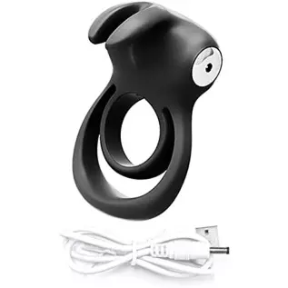 VeDO Thunder Bunny Rechargeable Vibrating Couples C-Ring, Clitoral Stimulation (Black Pearl)