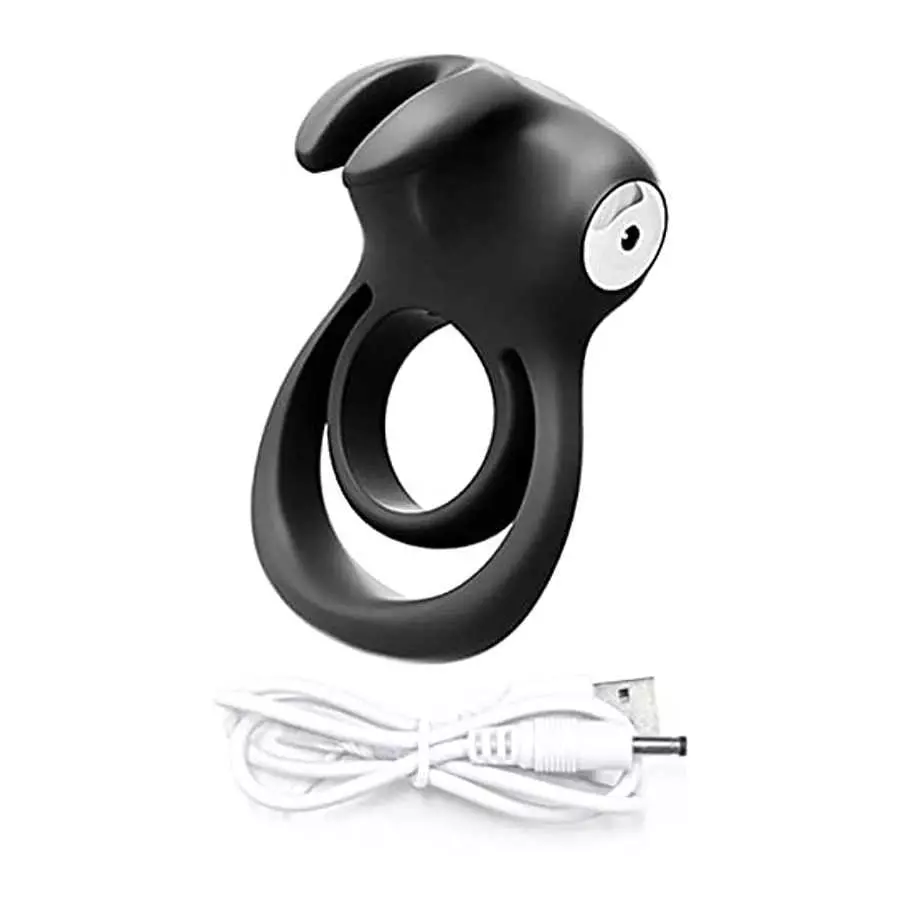 VeDO Thunder Bunny Rechargeable Vibrating Couples C-Ring, Clitoral Stimulation (Black Pearl)