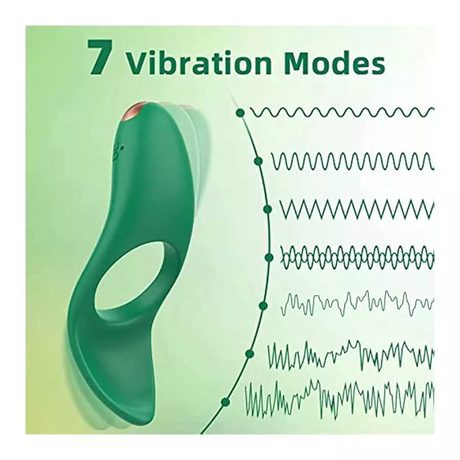 Couple Vibrator for Clitoris and Anal Stimulation with 7 Vibration Modes, Rechargeable Vibrating Cock Ring Penis Ring, Waterproo