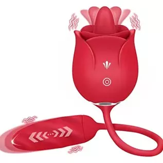 Rose Toy Vibrator for Women,3 in 1 Sex Stimulator,Clitoral Tongue Licking Thrusting G-Spot Dildo Vibrators with 9 Modes,Anal Cli
