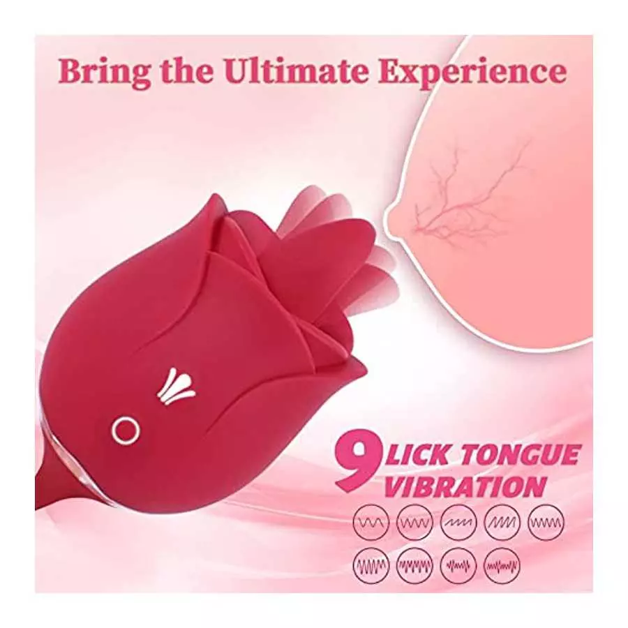 Rose Toy Vibrator for Women,3 in 1 Sex Stimulator,Clitoral Tongue Licking Thrusting G-Spot Dildo Vibrators with 9 Modes,Anal Cli