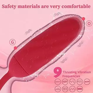 Rose Toy Vibrator for Women,3 in 1 Sex Stimulator,Clitoral Tongue Licking Thrusting G-Spot Dildo Vibrators with 9 Modes,Anal Cli