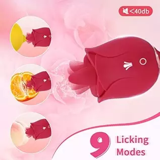 Rose Toy Vibrator for Women,3 in 1 Sex Stimulator,Clitoral Tongue Licking Thrusting G-Spot Dildo Vibrators with 9 Modes,Anal Cli