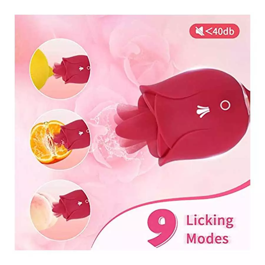 Rose Toy Vibrator for Women,3 in 1 Sex Stimulator,Clitoral Tongue Licking Thrusting G-Spot Dildo Vibrators with 9 Modes,Anal Cli