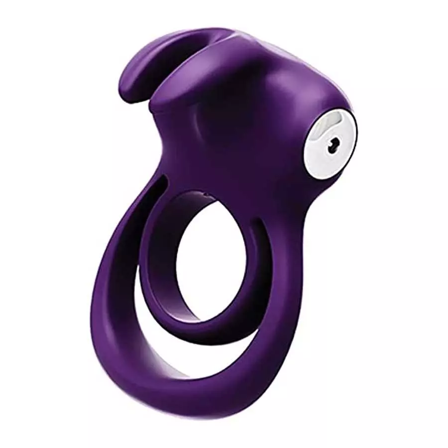 VeDO Thunder Bunny Rechargeable Vibrating Couples C-Ring, Clitoral Stimulation (Deep Purple)