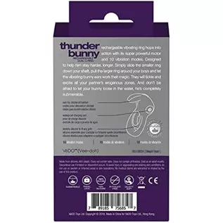 VeDO Thunder Bunny Rechargeable Vibrating Couples C-Ring, Clitoral Stimulation (Deep Purple)