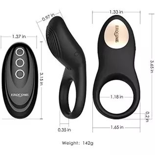 EROCOME Full Silicone Vibrating Sagitta Remote Control Cock Ring - Waterproof Rechargeable Penis Ring Vibrator with 8 Modes - Se