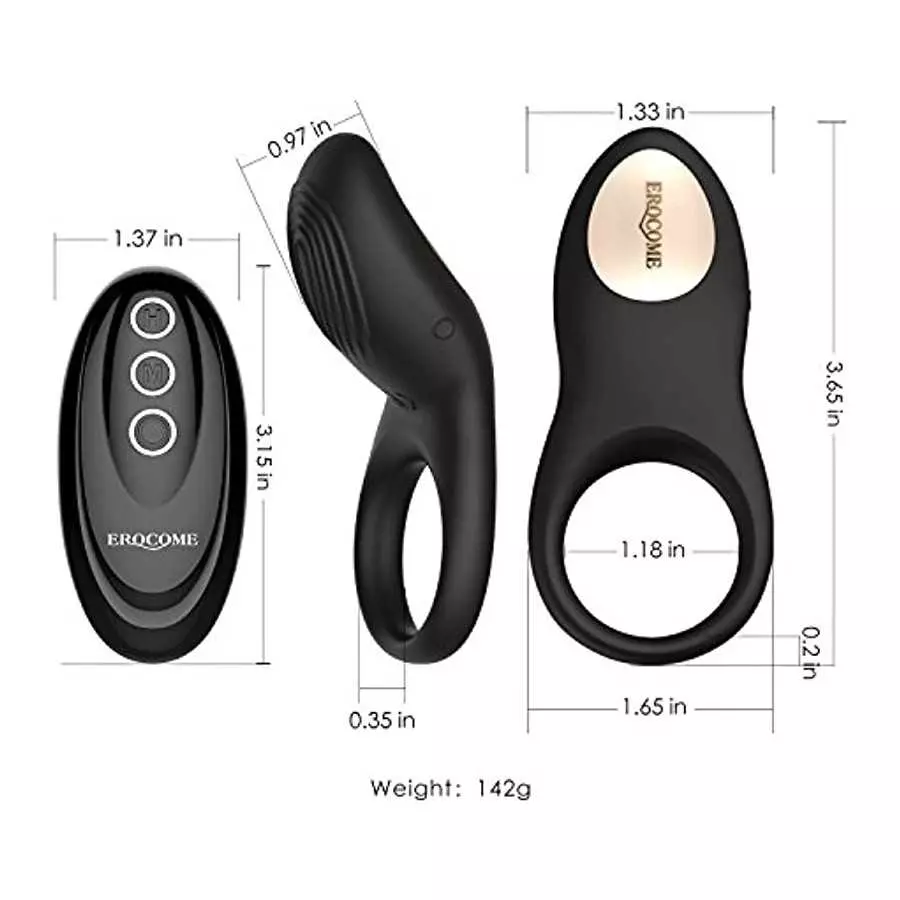 EROCOME Full Silicone Vibrating Sagitta Remote Control Cock Ring - Waterproof Rechargeable Penis Ring Vibrator with 8 Modes - Se
