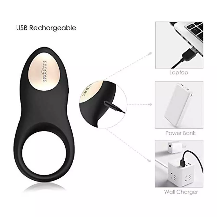 EROCOME Full Silicone Vibrating Sagitta Remote Control Cock Ring - Waterproof Rechargeable Penis Ring Vibrator with 8 Modes - Se