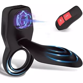 3 in 1 Dual Cock Ring with Tougue G Spot Vibrator and Flapping Clitoral Stimulator, Vibrating Penis Ring Couple Vibrator 8 Vibra