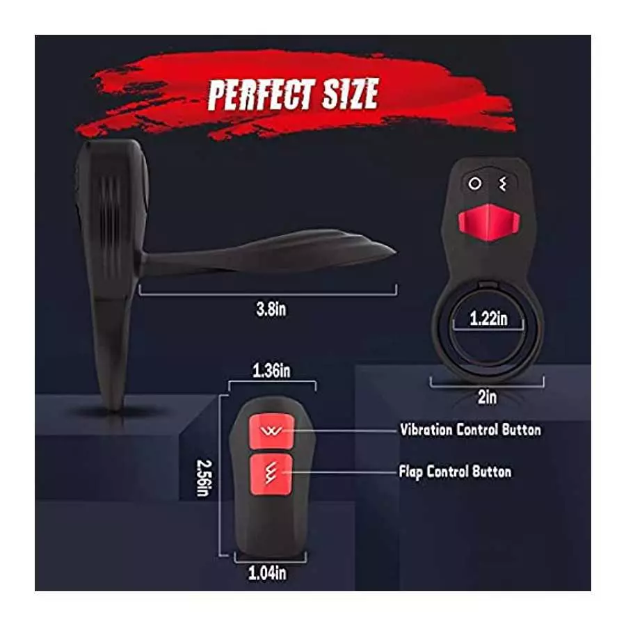 3 in 1 Dual Cock Ring with Tougue G Spot Vibrator and Flapping Clitoral Stimulator, Vibrating Penis Ring Couple Vibrator 8 Vibra