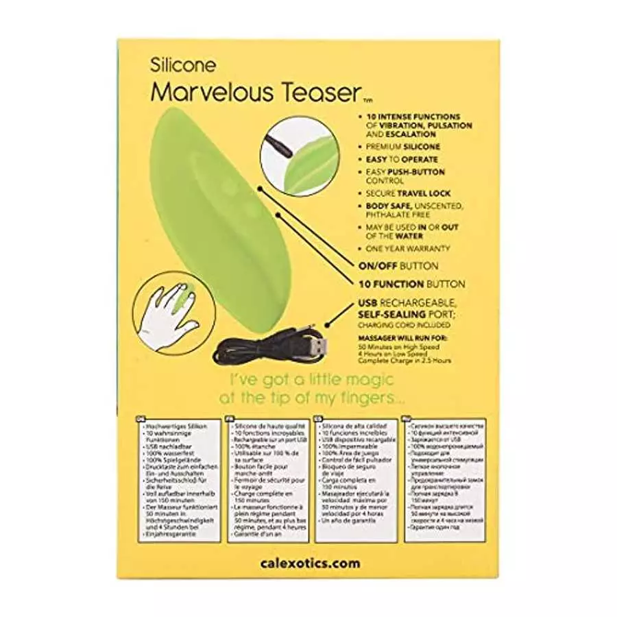 CalExotics Mini Marvels Marvelous Teaser – Silicone Waterproof Compact Massager Vibrator – 10 Function Rechargeable Vibe – Adult