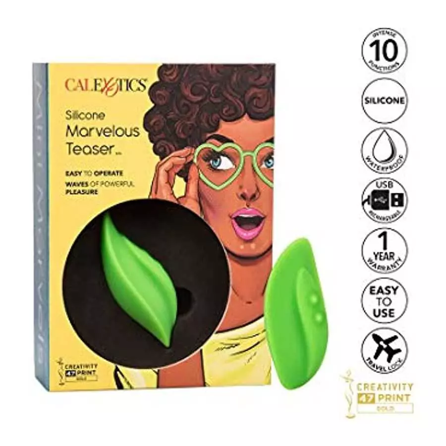 CalExotics Mini Marvels Marvelous Teaser – Silicone Waterproof Compact Massager Vibrator – 10 Function Rechargeable Vibe – Adult