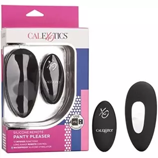 CalExotics Silicone Remote Panty Pleaser Vibrator – Waterproof Adult Sex Toys for Couples – 12 Vibe Function Massager - Black