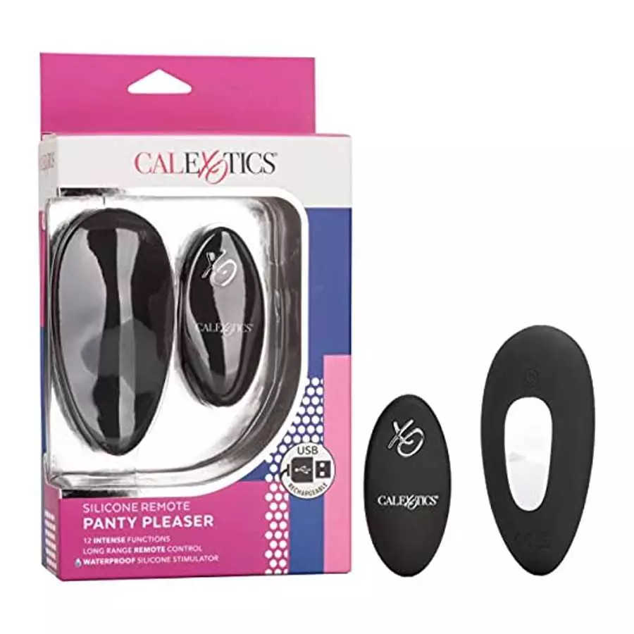 CalExotics Silicone Remote Panty Pleaser Vibrator – Waterproof Adult Sex Toys for Couples – 12 Vibe Function Massager - Black CalExotics Silicone Remote Panty Pleaser Vibrator – Waterproof Adult Sex Toys for Couples – 12 Vibe Function Massager - Black