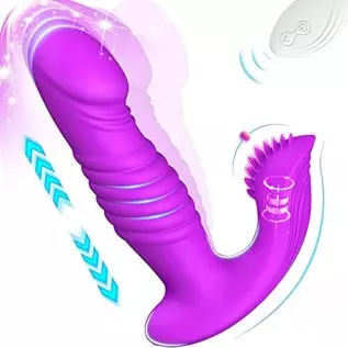 Couple Vibrator with G Spot Flicking Tongue - LATUNE S-Tina, Remote Thrusting Vibrator with 3 Pulsing & 10 Vibrating for Women S