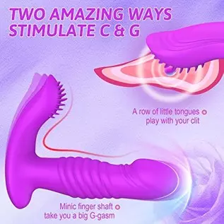 Couple Vibrator with G Spot Flicking Tongue - LATUNE S-Tina, Remote Thrusting Vibrator with 3 Pulsing & 10 Vibrating for Women S