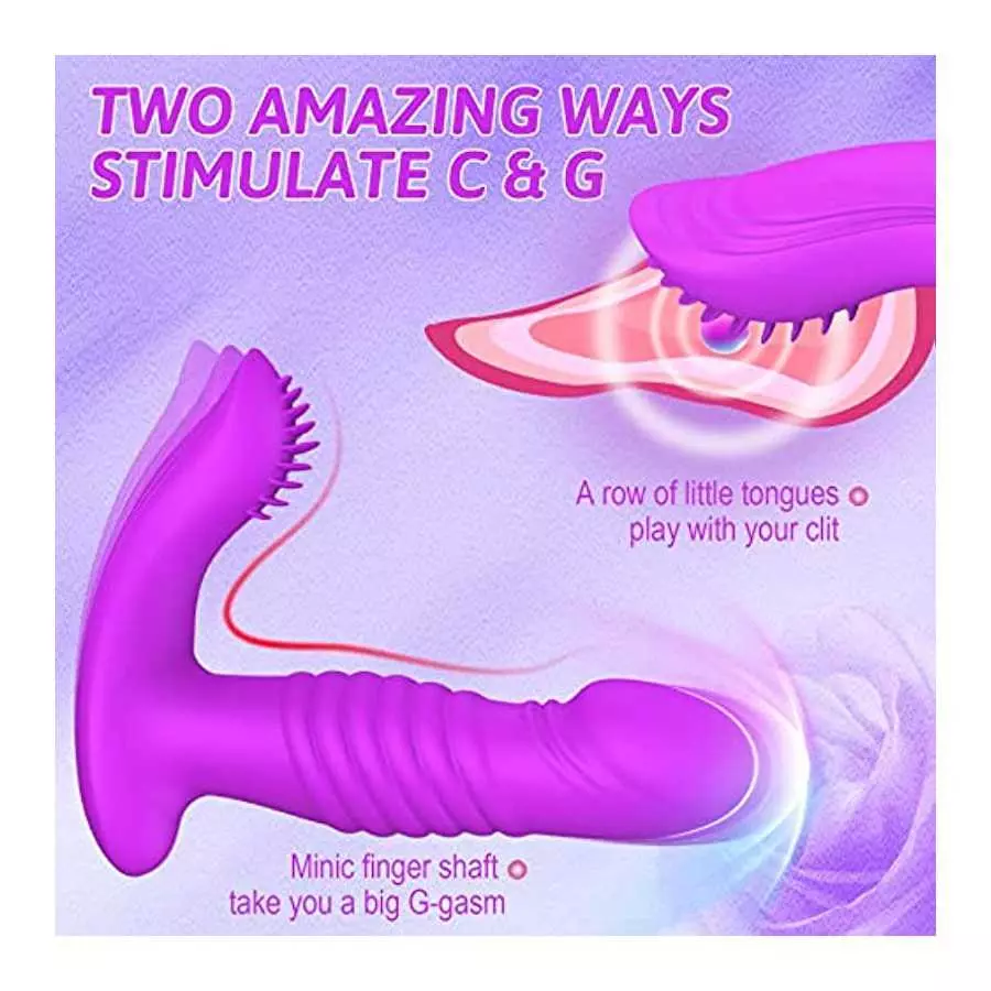 Couple Vibrator with G Spot Flicking Tongue - LATUNE S-Tina, Remote Thrusting Vibrator with 3 Pulsing & 10 Vibrating for Women S