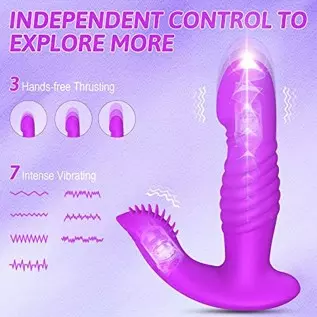Couple Vibrator with G Spot Flicking Tongue - LATUNE S-Tina, Remote Thrusting Vibrator with 3 Pulsing & 10 Vibrating for Women S