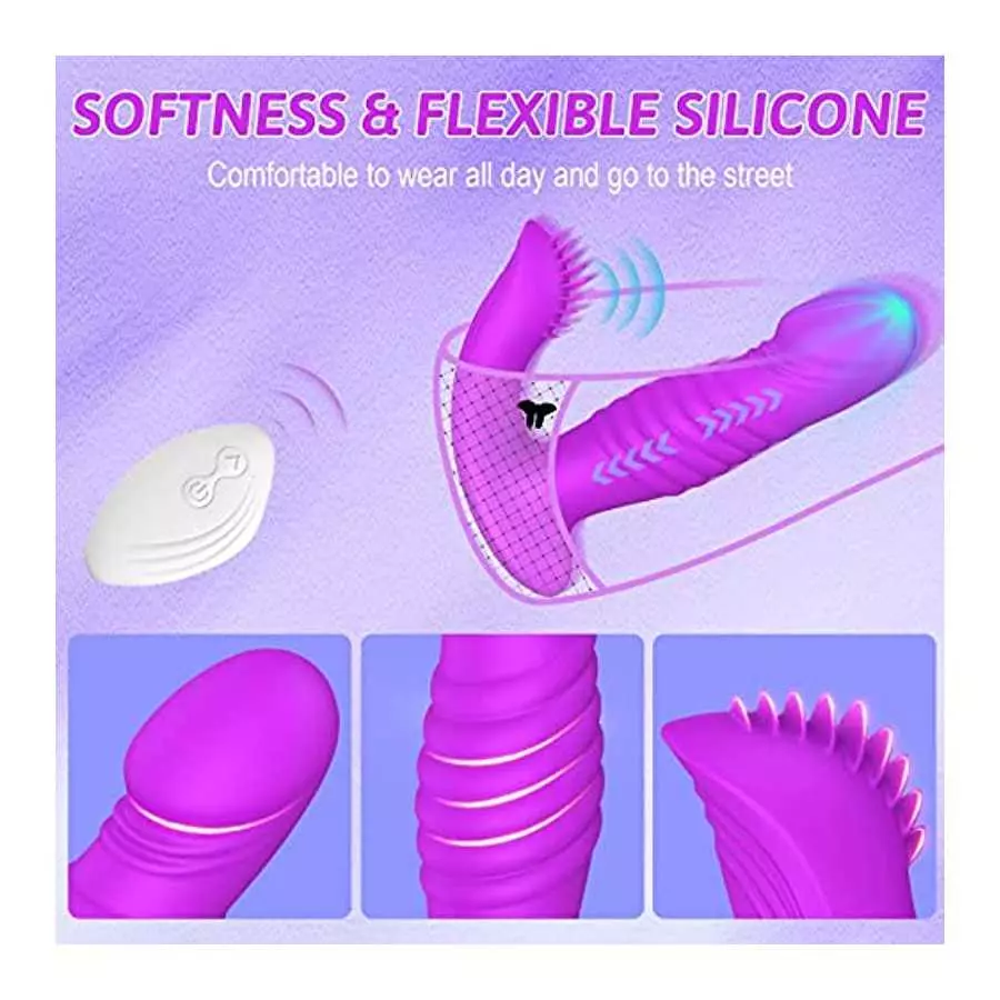 Couple Vibrator with G Spot Flicking Tongue - LATUNE S-Tina, Remote Thrusting Vibrator with 3 Pulsing & 10 Vibrating for Women S