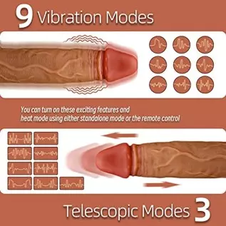 9.8”Thrusting Dildo Vibrator with Heating and Rotating, 9 Modes Vibration and Swing, Silicone Realistic Vibrating Dildos with Re