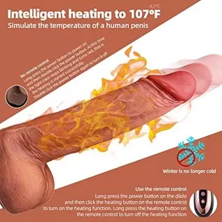 9.8”Thrusting Dildo Vibrator with Heating and Rotating, 9 Modes Vibration and Swing, Silicone Realistic Vibrating Dildos with Re