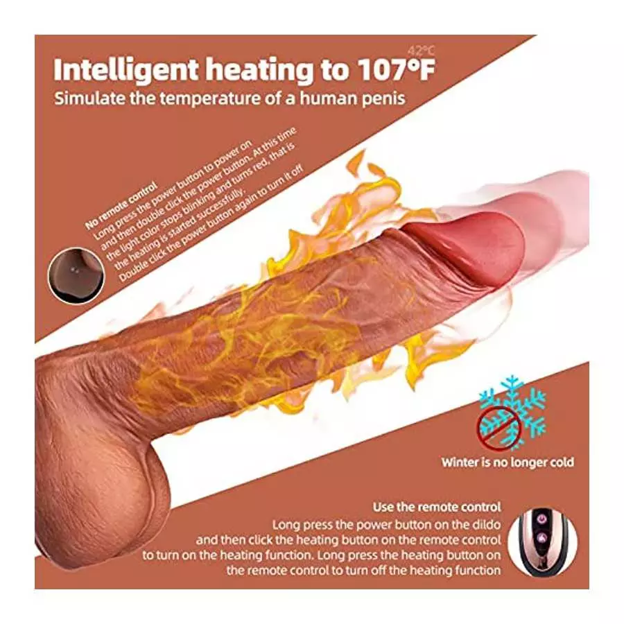 9.8”Thrusting Dildo Vibrator with Heating and Rotating, 9 Modes Vibration and Swing, Silicone Realistic Vibrating Dildos with Re