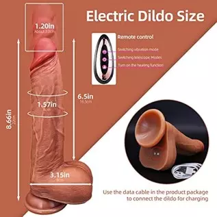 9.8”Thrusting Dildo Vibrator with Heating and Rotating, 9 Modes Vibration and Swing, Silicone Realistic Vibrating Dildos with Re