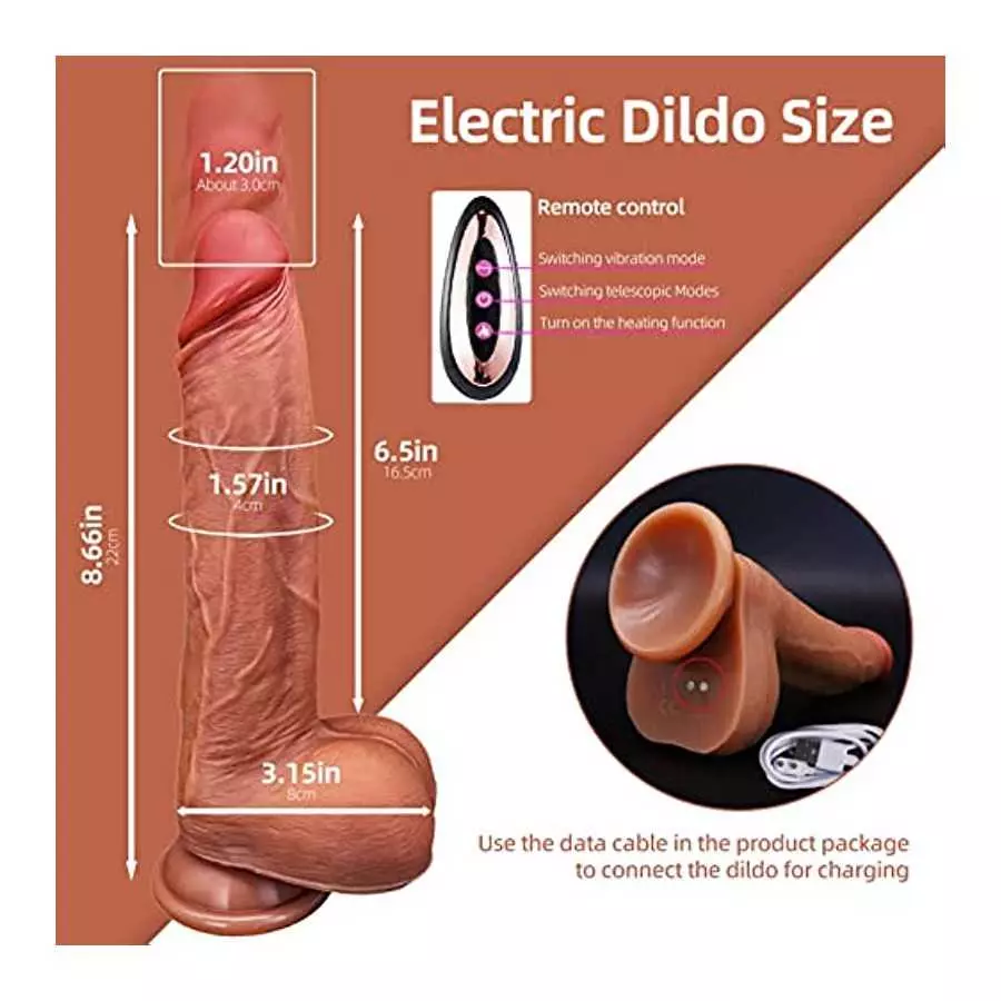 9.8”Thrusting Dildo Vibrator with Heating and Rotating, 9 Modes Vibration and Swing, Silicone Realistic Vibrating Dildos with Re