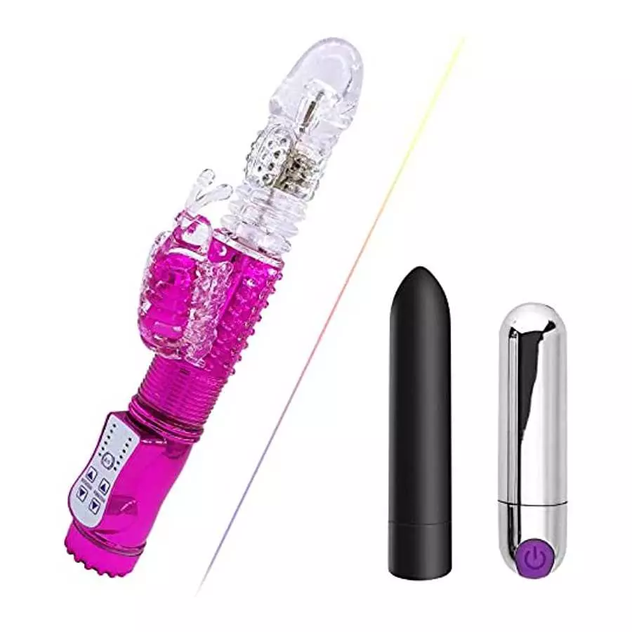 Hand Held 360 Degree Rotation Telescopic Rabbit Vibrator + 2 PCS Bullets Bundle Pack, Vibrate for Women, Waterproof and USB Rech Hand Held 360 Degree Rotation Telescopic Rabbit Vibrator + 2 PCS Bullets Bundle Pack, Vibrate for Women, Waterproof and USB Rech