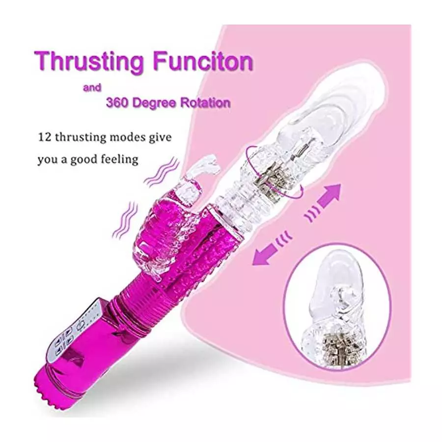 Hand Held 360 Degree Rotation Telescopic Rabbit Vibrator + 2 PCS Bullets Bundle Pack, Vibrate for Women, Waterproof and USB Rech
